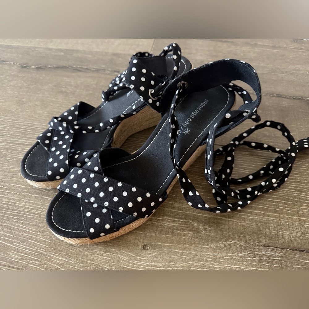 Polka Dot Wedge Sandals